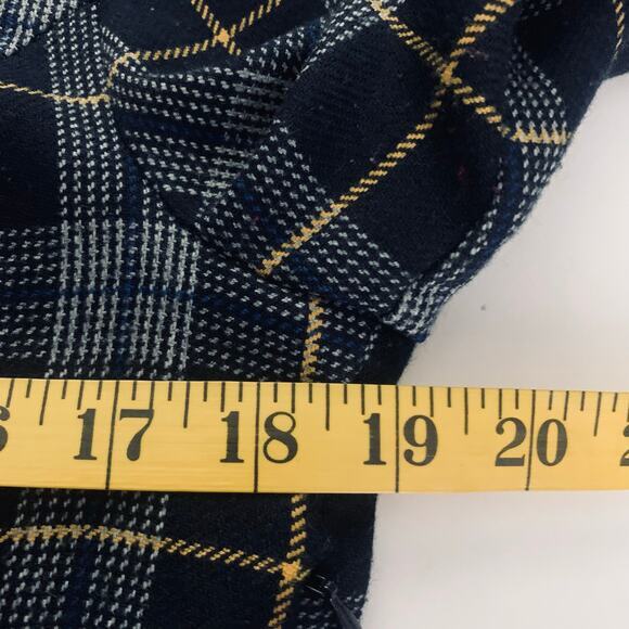 LAURA ASHLEY Dress 8 Shift Plaid Navy Checked Wool Front Pockets Keyhole Closure - Picture 15 of 16